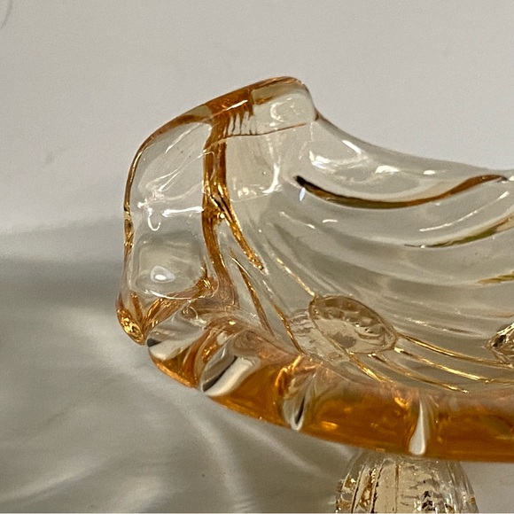 Vintage Shell Glass Trinket Dish Footed Peach Small Beach Ocean 3” EUC Jewelry - Picture 11 of 16